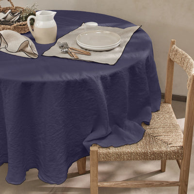 nappe ronde "bourdon" en lin lavé sur mesure bleu nuit