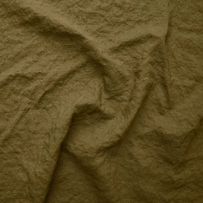 Swatch pour Taies d'oreiller 100% lin naturel à volants plats olive verte