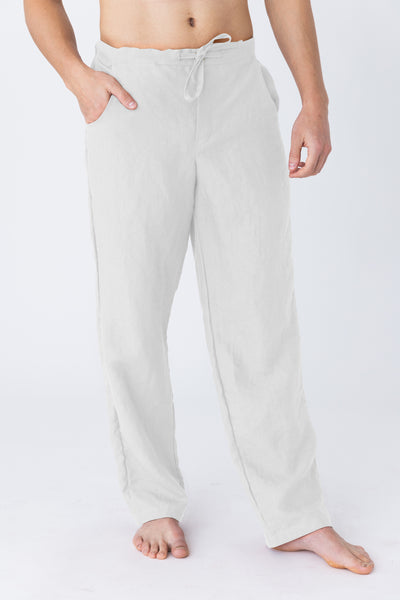 Pantalon décontracté en lin Blanc #colour_blanc-optique