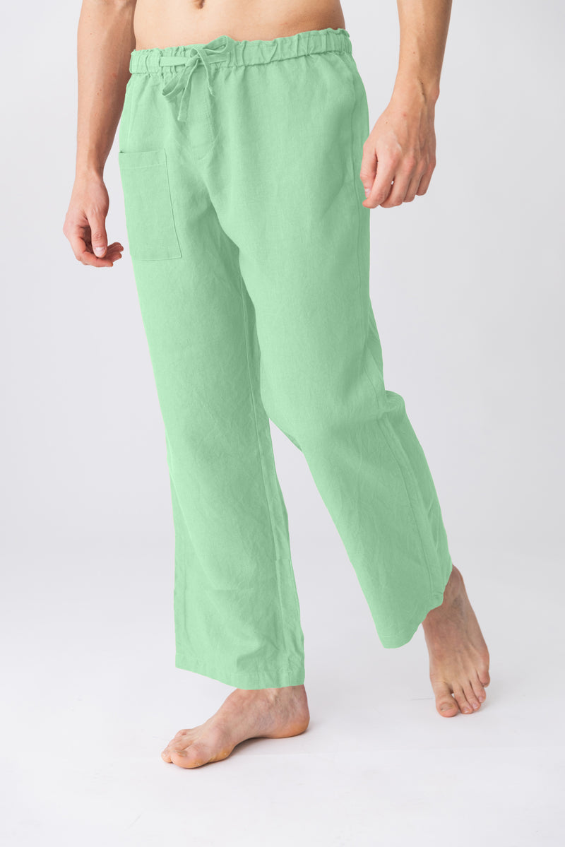 Pantalon de pyjama en lin “Ronaldo” Vert Menthe 