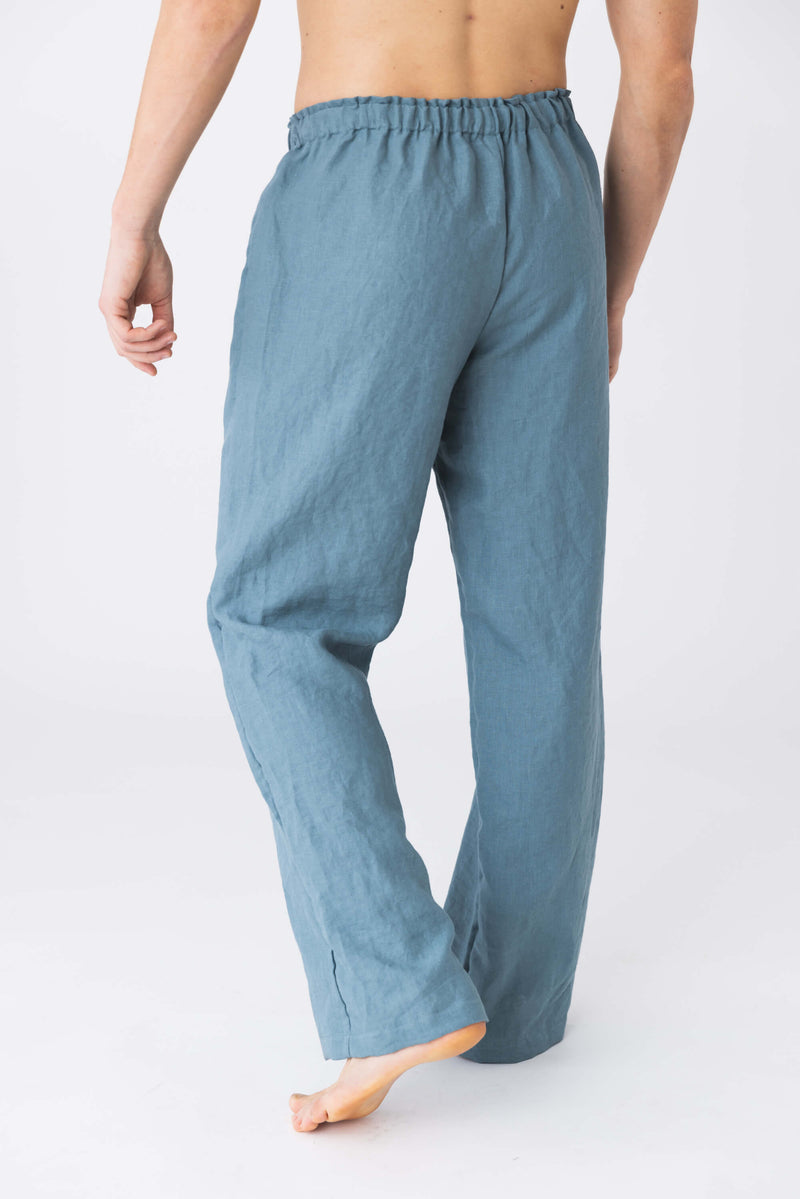 Pantalon de pyjama homme en lin français bleu-francais 2 