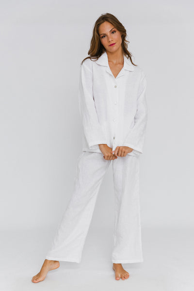Soldé! Pyjama en lin lavé « Malú » Blanc