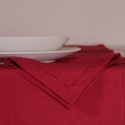 Set de serviettes en 100% lin ajourées #colour_bordeaux
