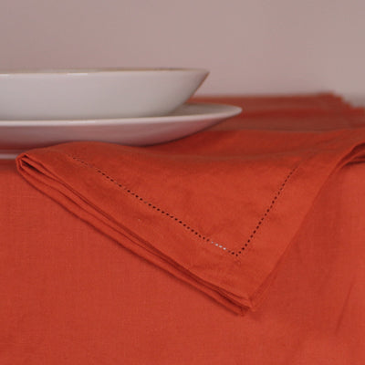Set de serviettes en 100% lin ajourées #colour_corail