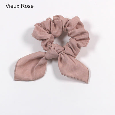 Chouchous en lin avec nœud#colour_vieux-rose
